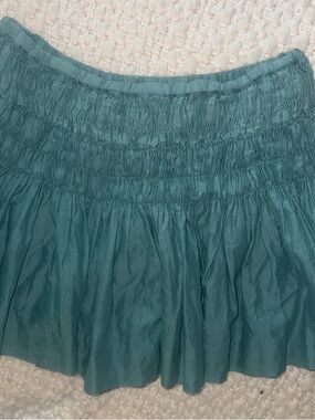 J. Crew Teal Smocked Skater Mini Skirt